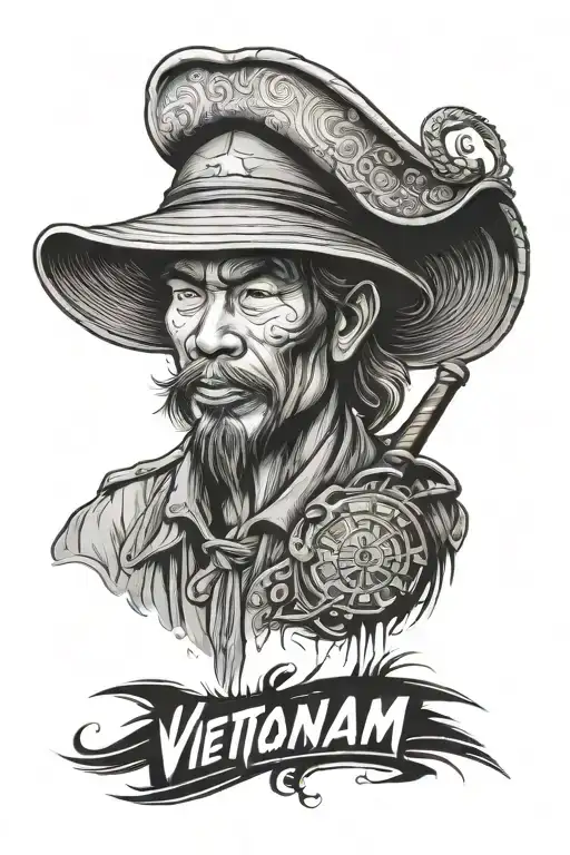 Vietnam hat riding tattoo design idea