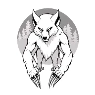 a gentle Wolverine animal in the wild showing its claws with the forest in the background tattoo design idea