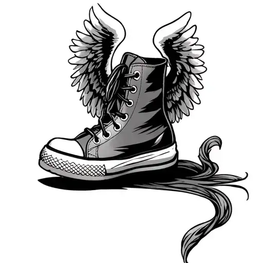 boy shoe With Angel Wings tattoo design idea