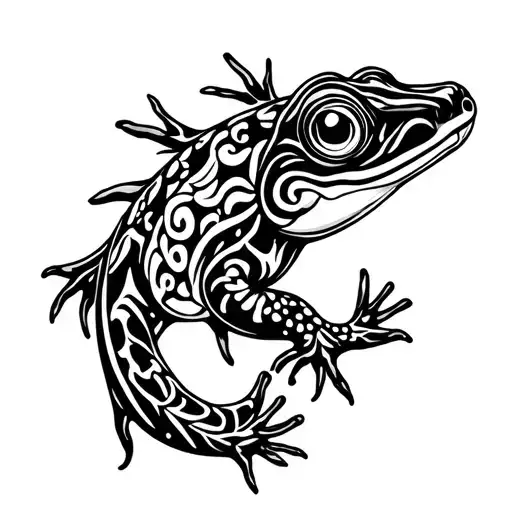 Polynesian salamander in tattoo design idea