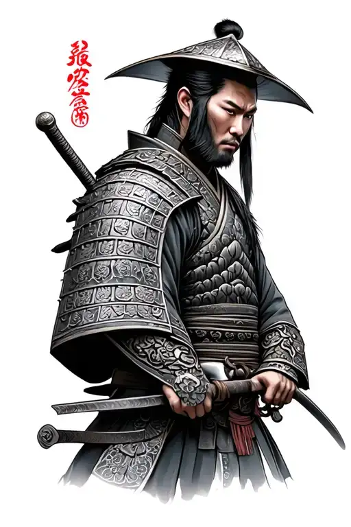 Japanese samurai warrior tattoo design idea