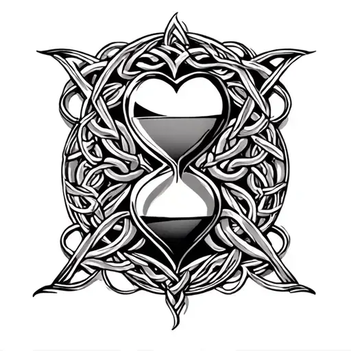 Hourglass, Celtic heart tattoo design idea
