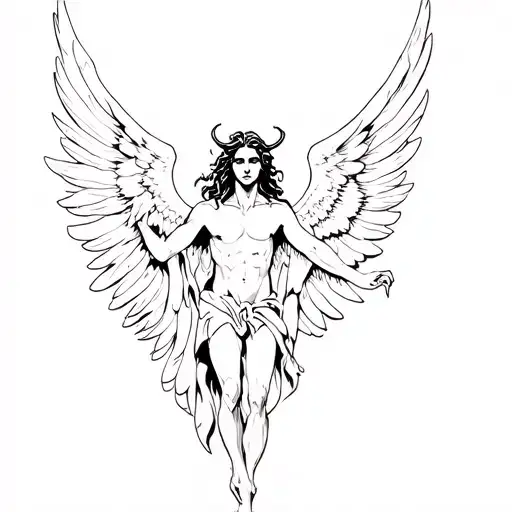 fallen angel lucifer falling tattoo design idea
