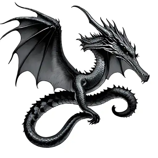 snake shedding its skin turning into a dragon flying with wings tattoo design idea