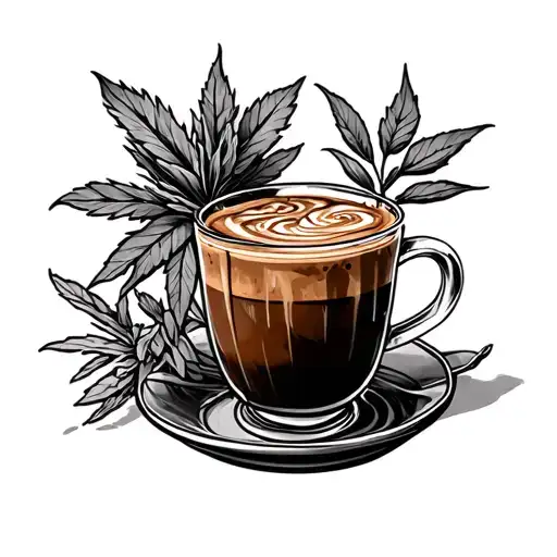 iced coffee, plants, anxiety tattoo design idea