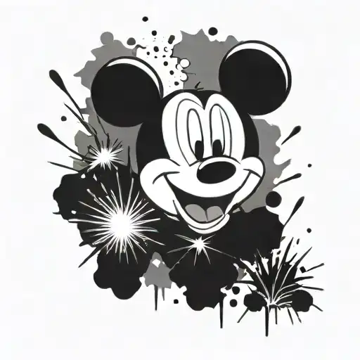 Mickey mouse ears fireworks exploding fireworks tattoo design idea