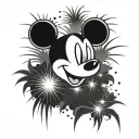 Mickey mouse ears fireworks exploding fireworks tattoo design idea