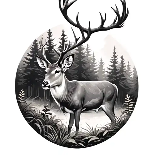Forest deer tattoo design idea
