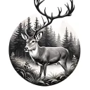 Forest deer tattoo design idea