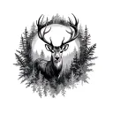 Forest deer tattoo design idea