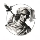 Dante Alighieri with a quill writing tattoo design idea