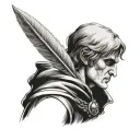 Dante Alighieri with a quill writing tattoo design idea