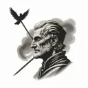 Dante Alighieri with a quill writing tattoo design idea