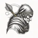 Dante Alighieri with a quill writing tattoo design idea