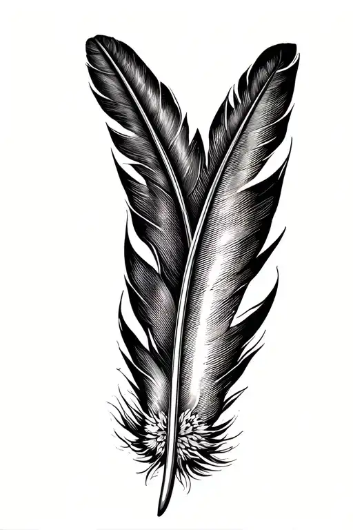 turkey feather quill pen writing tattoo design idea
