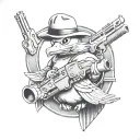 commando duck with minnigun tattoo design idea