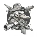 commando duck with minnigun tattoo design idea