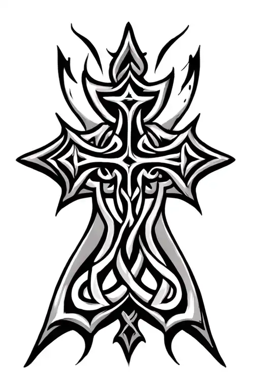 tribal celtic cross tattoo design idea