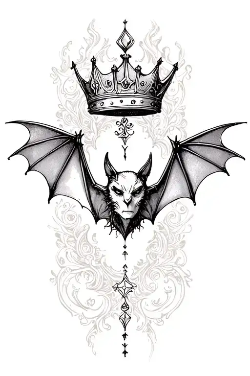 A bat and a crown gothic style tattoo tattoo design idea