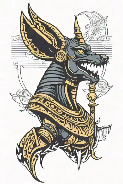 anubis egiptian god tattoo design idea