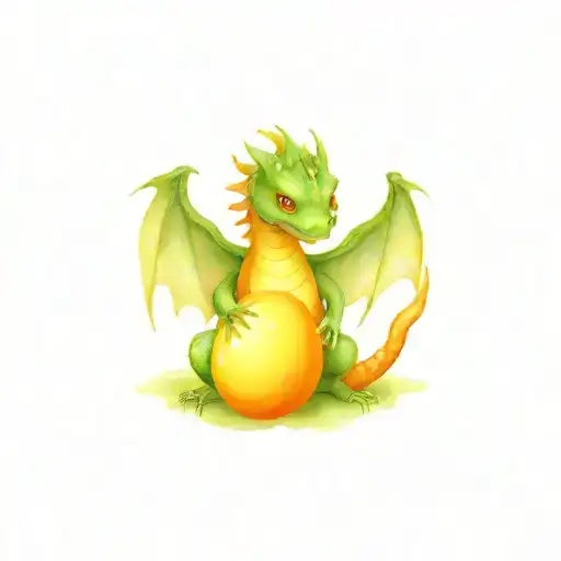 Angry dragon holding egg tattoo design idea