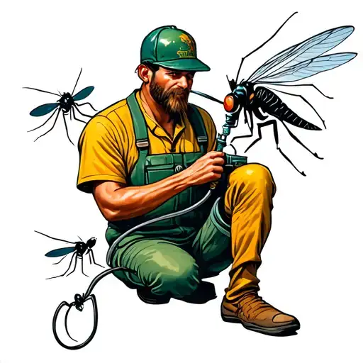 pest control guy spraying yard for mosquitoes  tattoo design idea