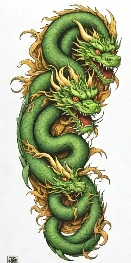 chinese wood dragon wrapped featuring elements of strength wisdom fairness with forest and wood elements tattoo design idea