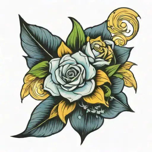 cancer rose Sagittarius narcissus flower tattoo design idea