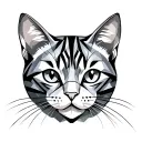 Cat face that goes to geometric with lsd molecule intertwined tattoo design idea