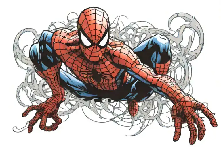 Ultra-realistic completely accurate ultra-detailed ultra-uncanny lifelike amazing Spiderman full arm sleeve.  tattoo design idea