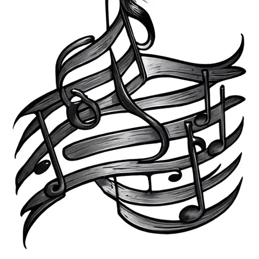 Note Music, stave, with details Tattoo Black White Minimalism Religion tattoo design idea