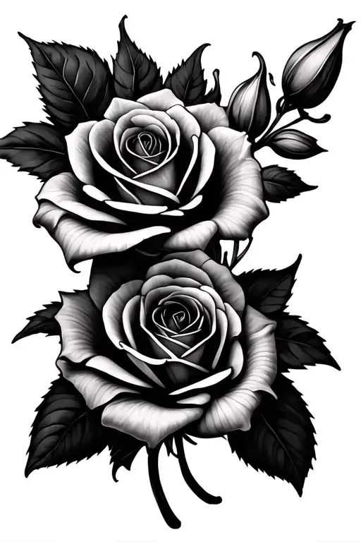 Roses with lilies tattoo design idea