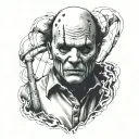 arm sleeve starts with Michael Myers at the shoulder his mask eerie and emotionless Freddy Krueger follows with his razo tattoo design idea