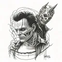 arm sleeve starts with Michael Myers at the shoulder his mask eerie and emotionless Freddy Krueger follows with his razo tattoo design idea