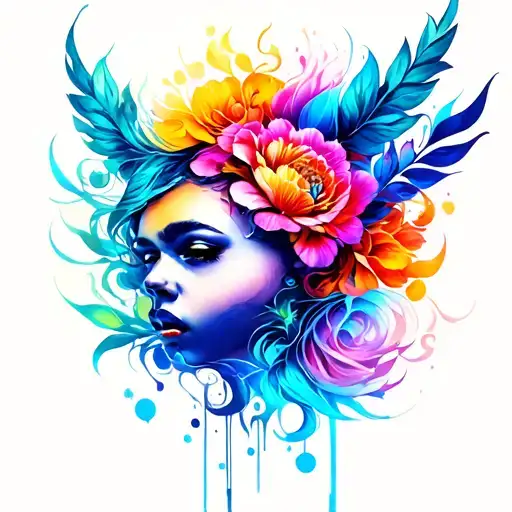 Strength colorful tattoo design idea