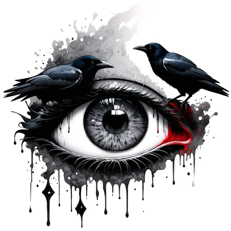 Itachi bleeding eye with crows tattoo design idea