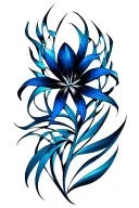 raven spider lily black and blue tattoo design idea