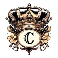small crown with initial C tattoo design idea