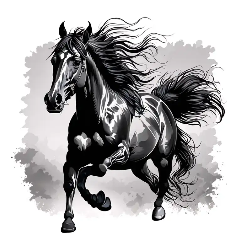 Arabian horse running tattoo design idea
