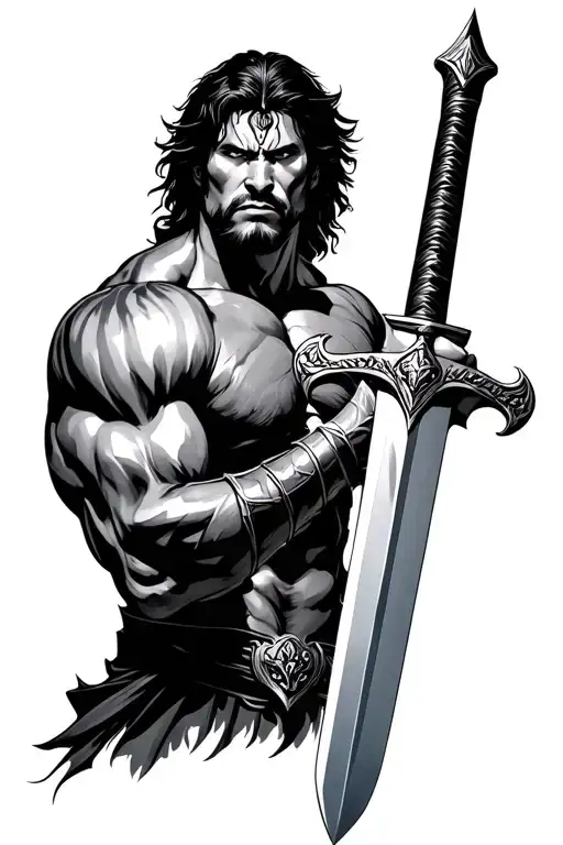 Conan sword with Conan on Blade tattoo design idea
