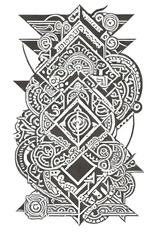 A Polynesian-style tattoo design blending traditional tribal patterns with modern elements that symbolize birth  tattoo design idea