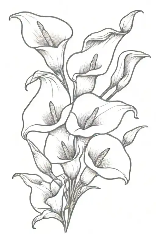 fine line calla lily bouquet tattoo tattoo design idea