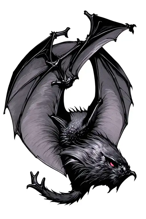 hanging bat tattoo design idea