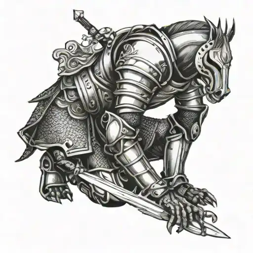 Kneeling Knight holding a Sword tattoo design idea