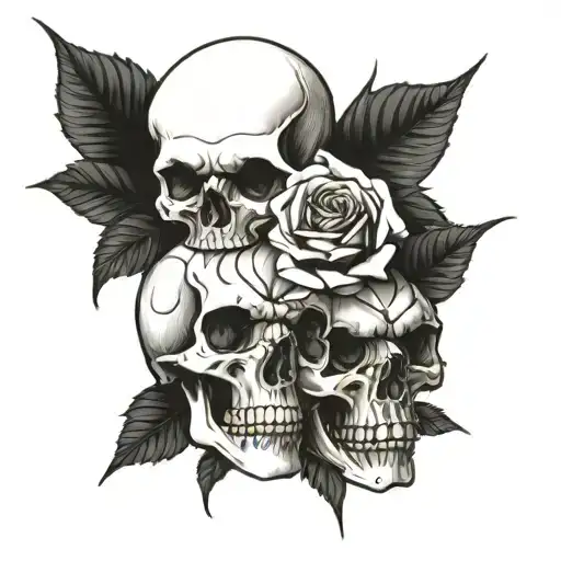 Skulls and Roses Gothic  tattoo design idea