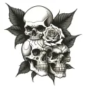 Skulls and Roses Gothic  tattoo design idea