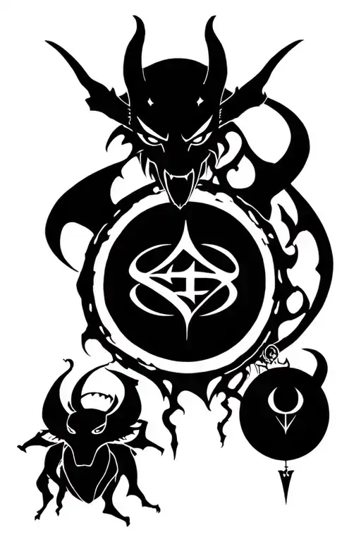 a combination of the Black Butler anime demon seal and the Beelzebub anime demon symbol  tattoo design idea