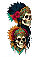 aztec skull princess tattoo design idea