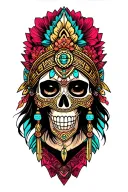aztec skull princess tattoo design idea