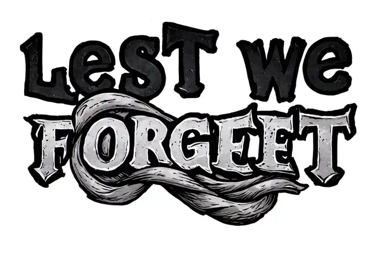 "LEST WE FORGET " writing tattoo above knee wrapped around leg tattoo tattoo design idea